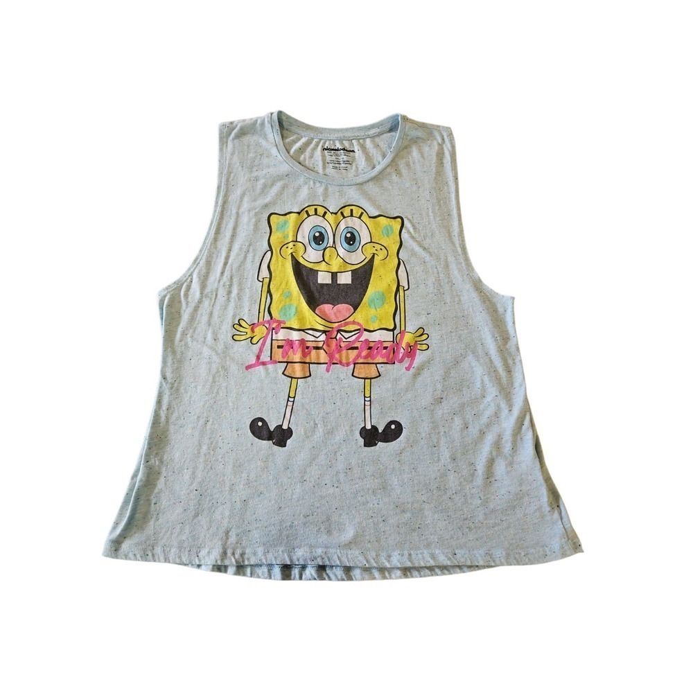 Nickelodeon Blue Speckled SpongeBob SquarePants Tank Top Juniors‎ Sz XXL